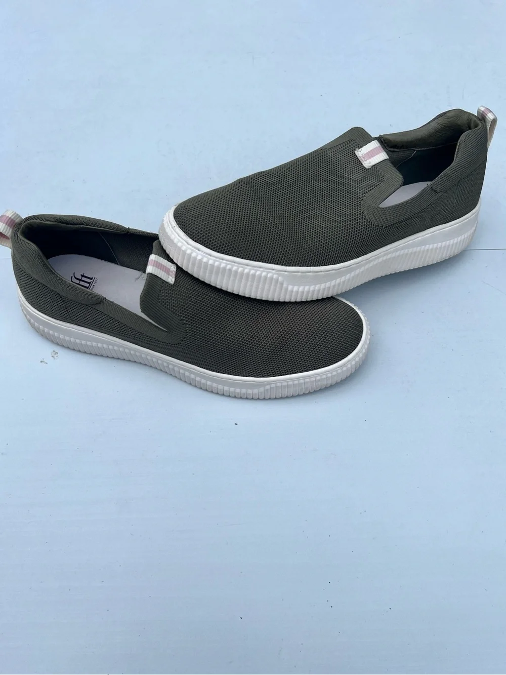 Sofft Olive Green Slip-On Flats with White Soles